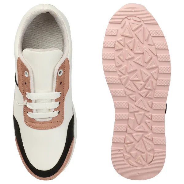 Peach_women_synthetic_&_velvet_fusion_flatform_sneakers