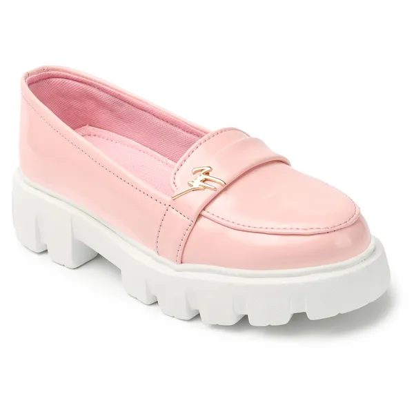 Pink_women_synthetic_patent_leather_Chunky_loafer_moccasins
