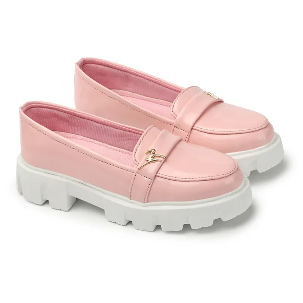 Pink_women_synthetic_patent_leather_Chunky_loafer_moccasins
