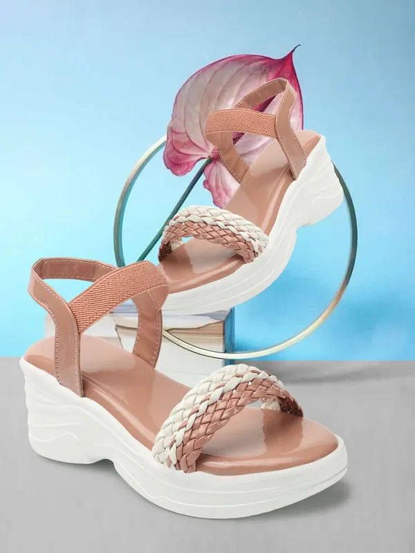 Peach_women_Dual_Color_Braided_strap_Wedges_Sandals