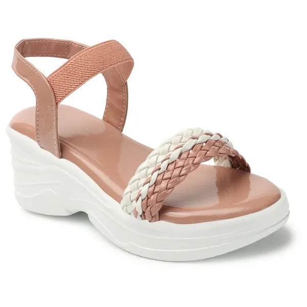 Peach_women_Dual_Color_Braided_strap_Wedges_Sandals