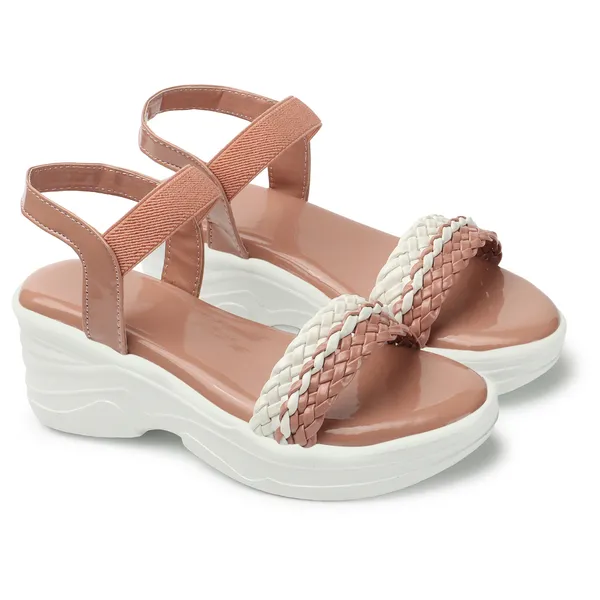 Peach_women_Dual_Color_Braided_strap_Wedges_Sandals