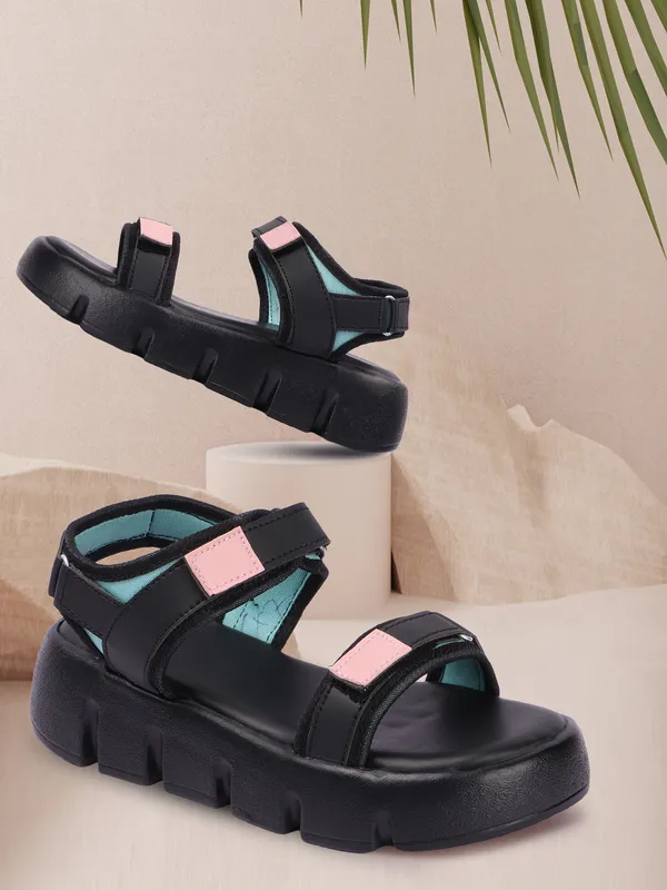 Black_women_valcro_strap_printed_platfrom_sandals