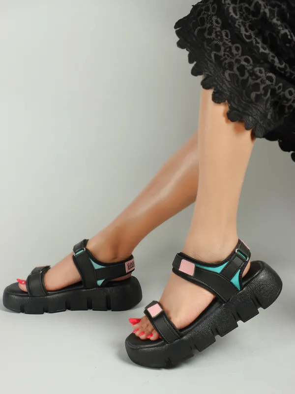 Black_women_valcro_strap_printed_platfrom_sandals