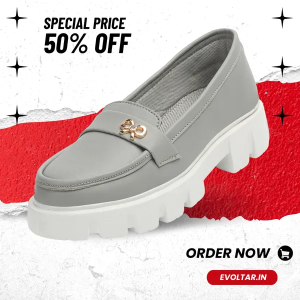 Grey_women_synthetic_leather_Chunky_loafer_moccasins