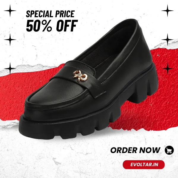 Black_women_synthetic_leather_Chunky_loafer_moccasins