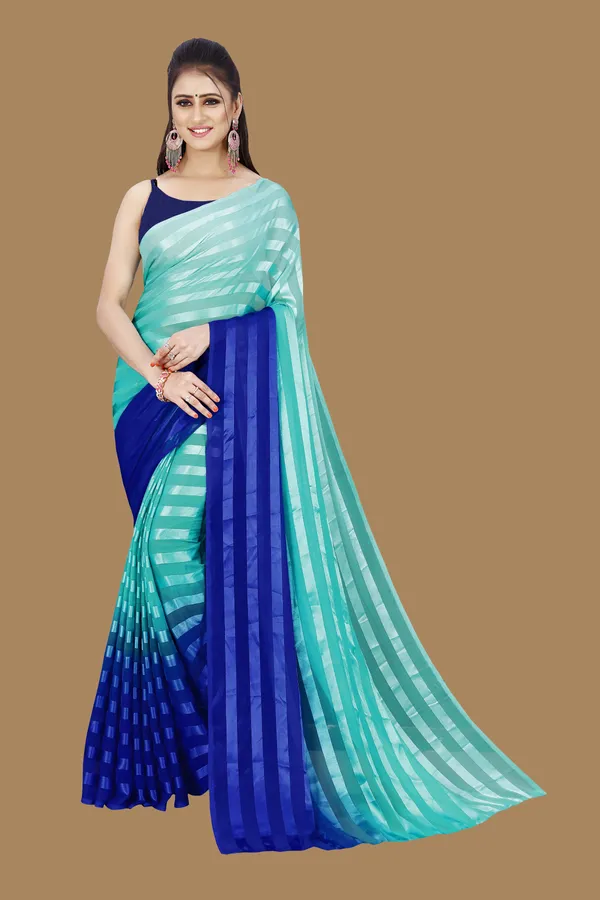 Light_Blue_&_Blue_Sarees_Ombre,_Striped_Bollywood_Georgette_Saree