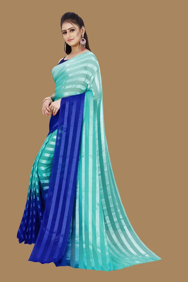 Light_Blue_&_Blue_Sarees_Ombre,_Striped_Bollywood_Georgette_Saree