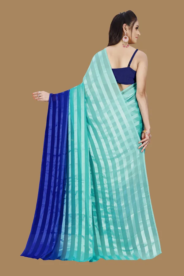 Light_Blue_&_Blue_Sarees_Ombre,_Striped_Bollywood_Georgette_Saree