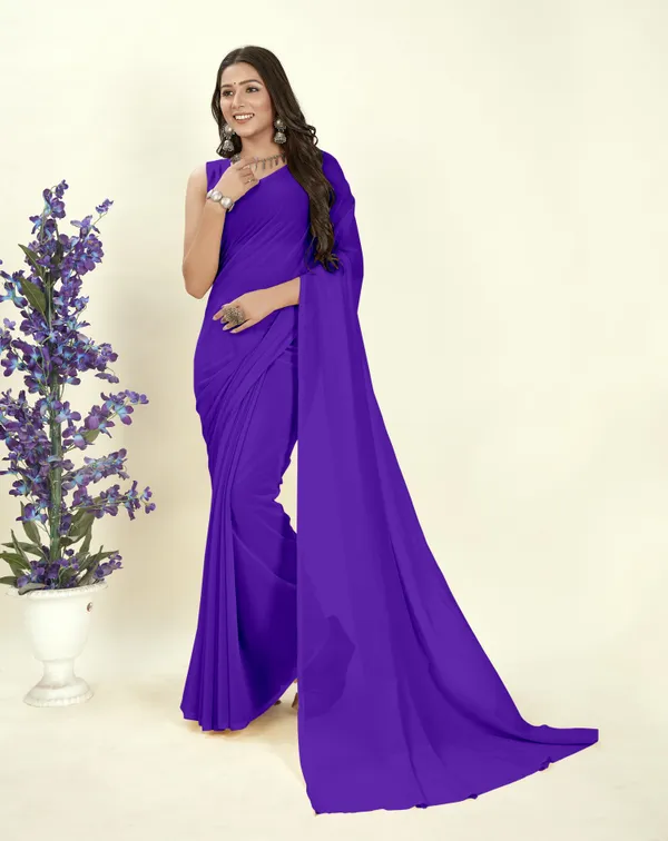 Purple_Solid_&_Plain_Bollywood_Georgette_Saree