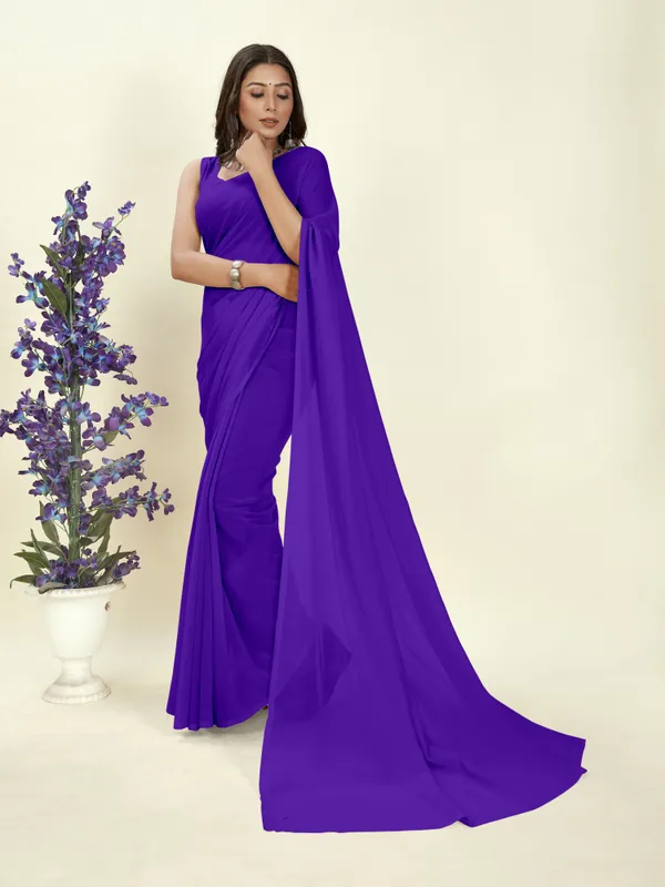 Purple_Solid_&_Plain_Bollywood_Georgette_Saree