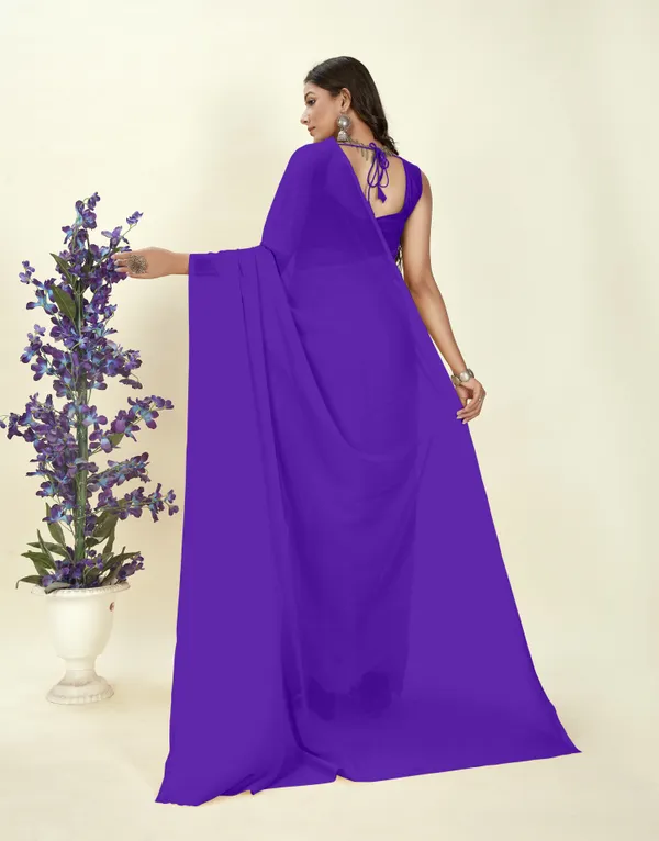 Purple_Solid_&_Plain_Bollywood_Georgette_Saree