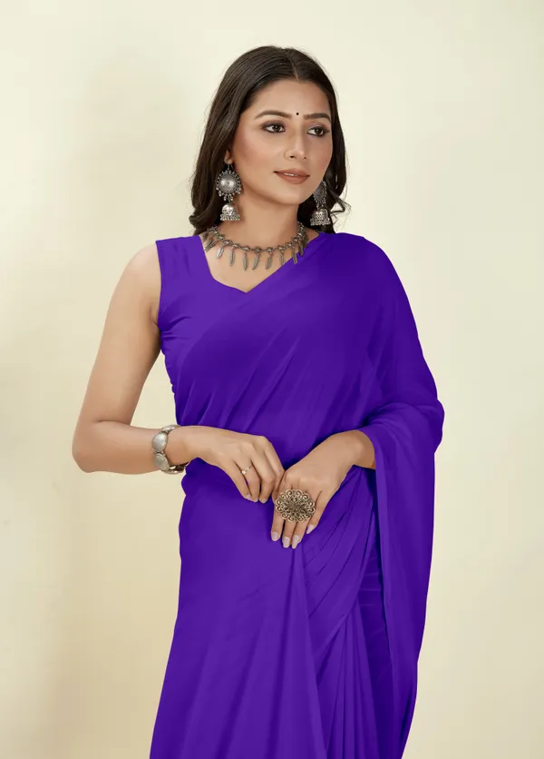 Purple_Solid_&_Plain_Bollywood_Georgette_Saree