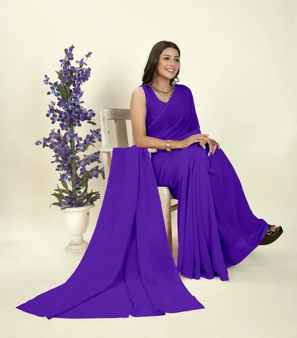 Purple_Solid_&_Plain_Bollywood_Georgette_Saree