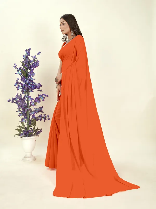 Orange_Solid_&_Plain_Bollywood_Georgette_Saree