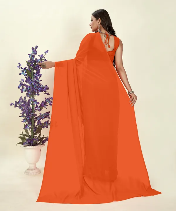 Orange_Solid_&_Plain_Bollywood_Georgette_Saree