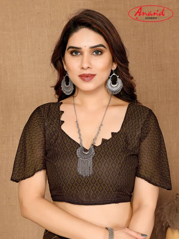 Floral_Print_Bollywood_Georgette_Saree???(Dark_Green,_Brown)