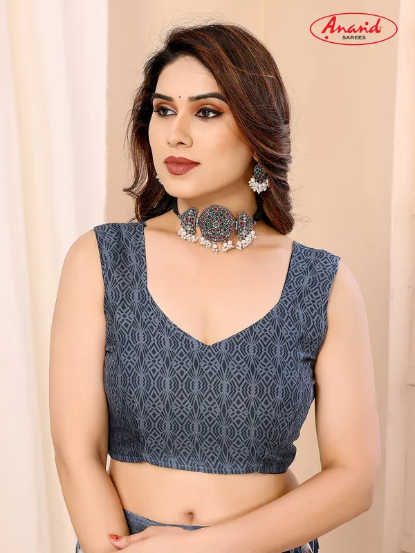 Printed,_Geometric_Print_Bandhani_Georgette_Saree???(Blue,_Black)