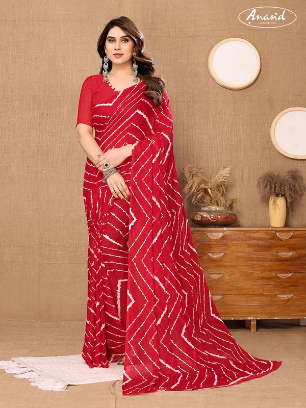 Floral_Print_Bollywood_Georgette_Saree_(Red)