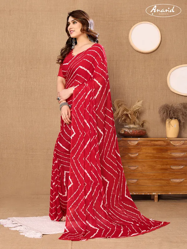 Floral_Print_Bollywood_Georgette_Saree_(Red)