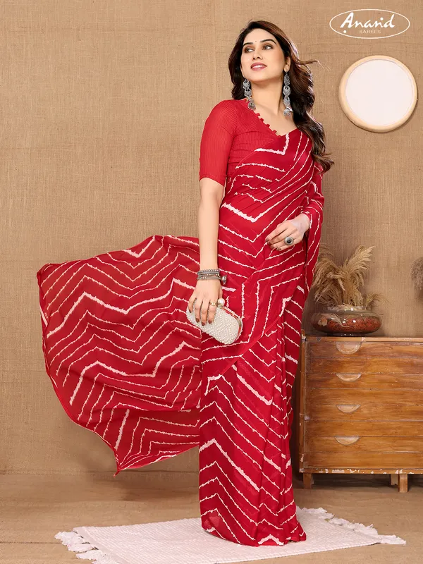 Floral_Print_Bollywood_Georgette_Saree_(Red)