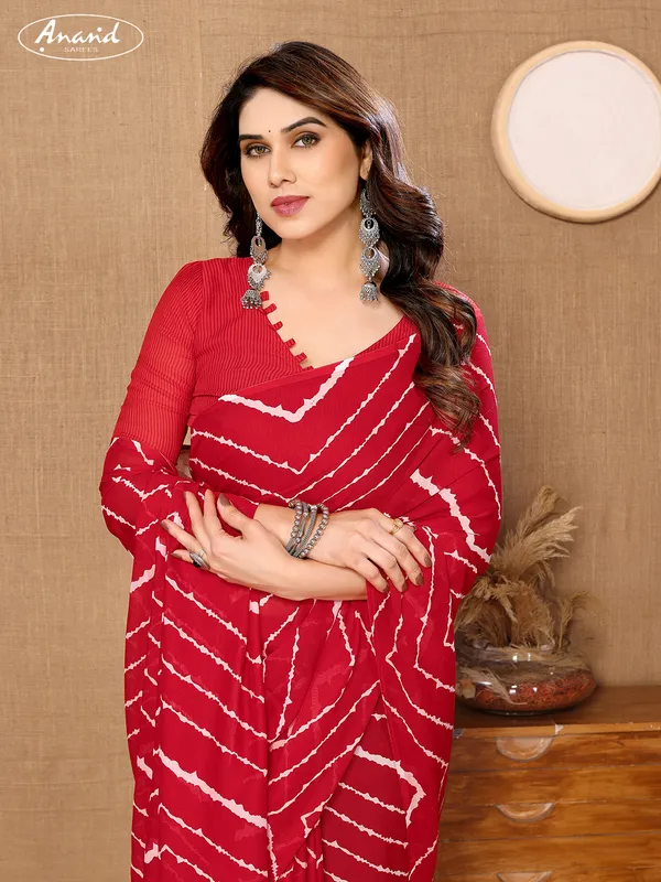 Floral_Print_Bollywood_Georgette_Saree_(Red)