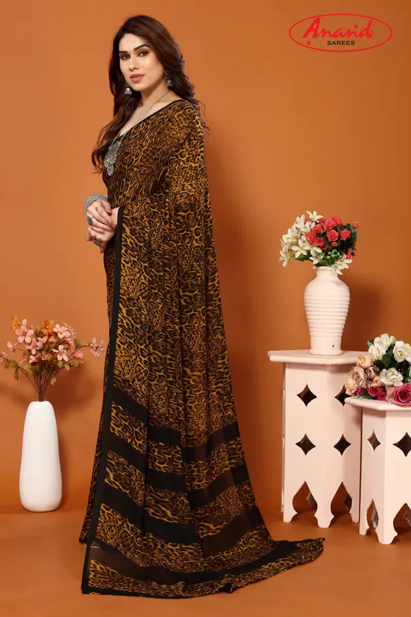 Black_&_Yellow_Sarees_Animal_Print_Daily_Wear_Georgette_Saree