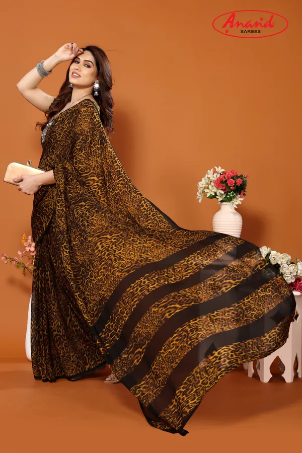 Black_&_Yellow_Sarees_Animal_Print_Daily_Wear_Georgette_Saree