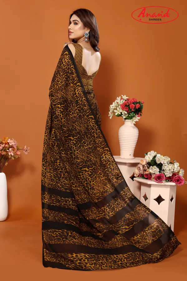 Black_&_Yellow_Sarees_Animal_Print_Daily_Wear_Georgette_Saree
