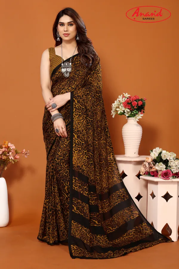 Black_&_Yellow_Sarees_Animal_Print_Daily_Wear_Georgette_Saree
