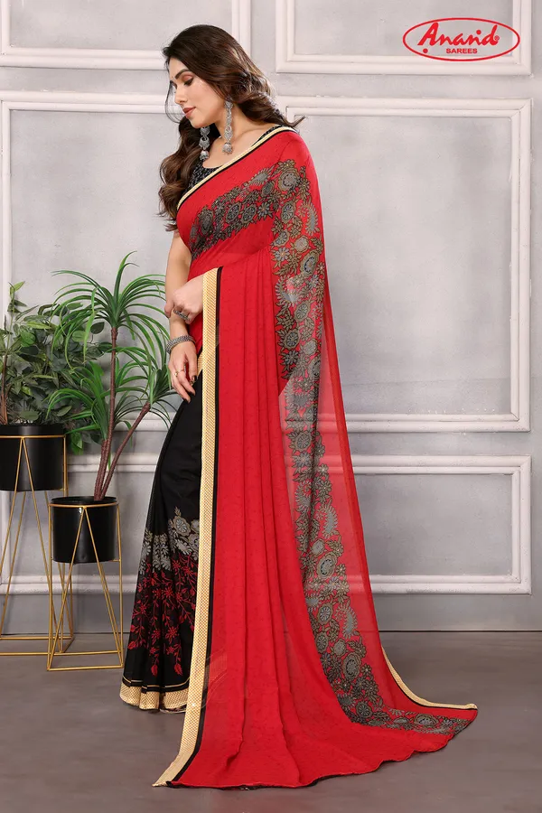 Paisley,_Floral_Print_Daily_Wear_Georgette_Saree_(Red)