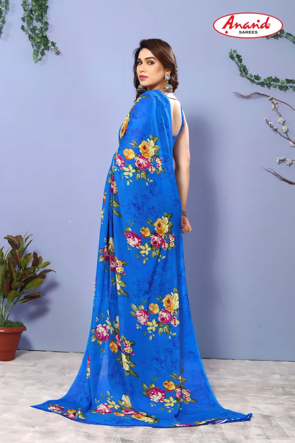 Blue_Sarees_Floral_Print_Daily_Wear_Georgette_Saree