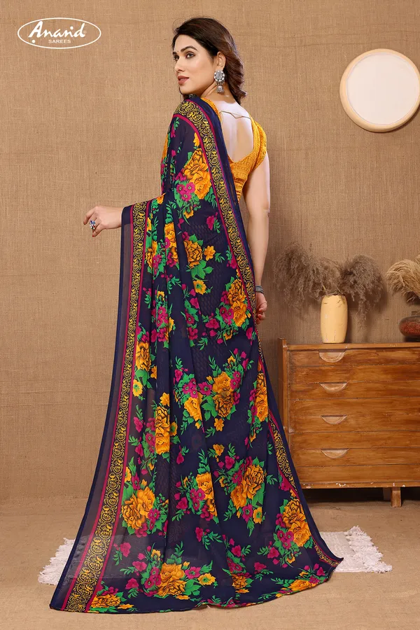 Blue_&_Mustard_Sarees_Floral_Print_Daily_Wear_Georgette_Saree
