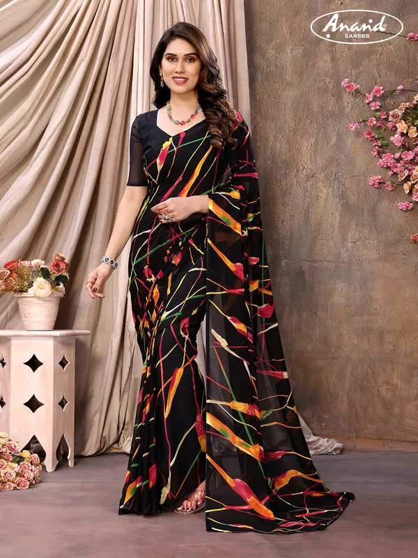 Anand Saree Floral Print Daily Wear Georgette, Chiffon Saree