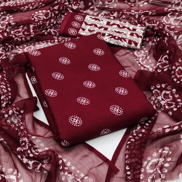 Brown_&_White_Crape_Floral_Print,_Paisley_Salwar_Suit_Unstiched_Dress_Material