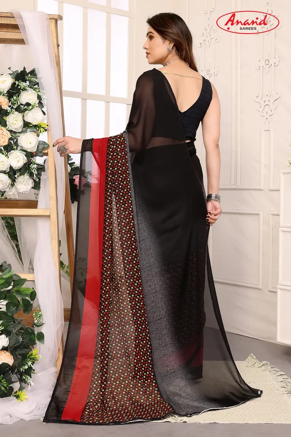 Ombre,_Polka_Print,_Floral_Print_Bollywood_Georgette_Saree_(Black)