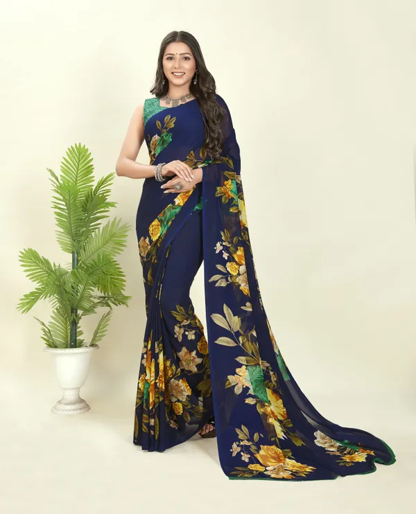 Dark_Blue_Sarees_Floral_Print_Daily_Wear_Georgette_Saree