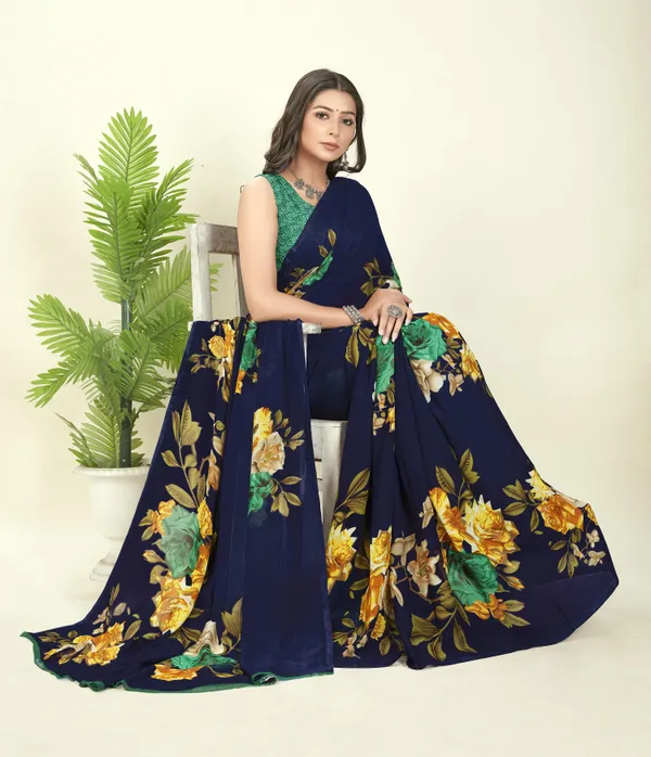 Dark_Blue_Sarees_Floral_Print_Daily_Wear_Georgette_Saree