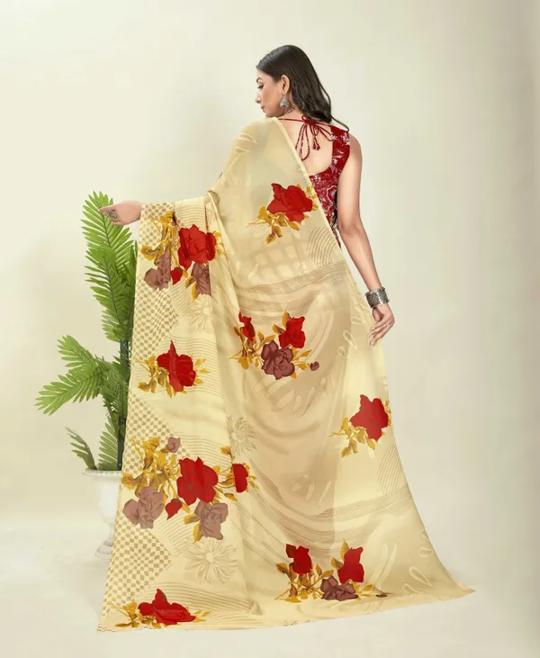 Pink_&_Cream_Sarees_Floral_Print_Daily_Wear_Georgette_Saree