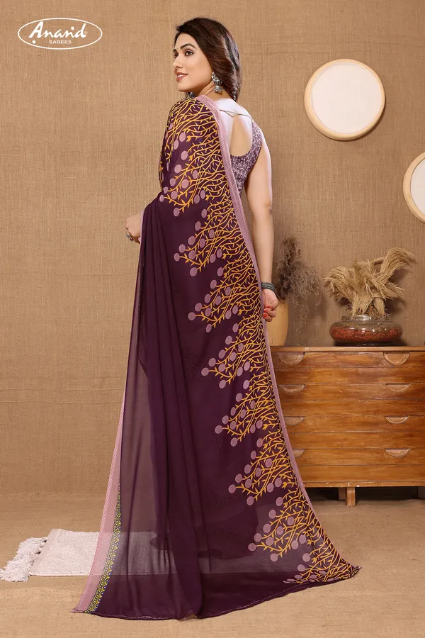 Purple_&_Beige_Sarees_Floral_Print_Daily_Wear_Georgette_Saree
