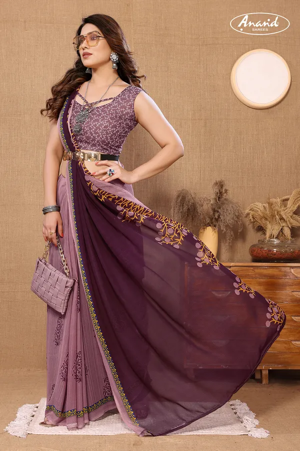 Purple_&_Beige_Sarees_Floral_Print_Daily_Wear_Georgette_Saree
