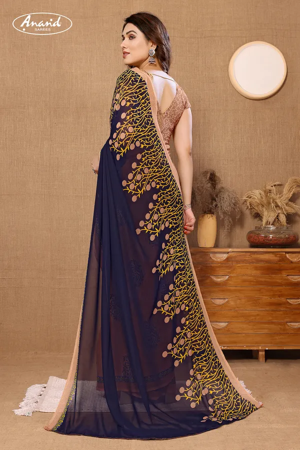 Blue_&_Beige_Sarees_Floral_Print_Daily_Wear_Georgette_Saree