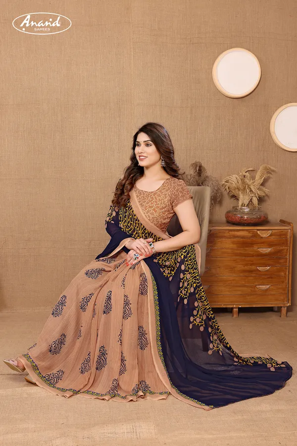 Blue_&_Beige_Sarees_Floral_Print_Daily_Wear_Georgette_Saree