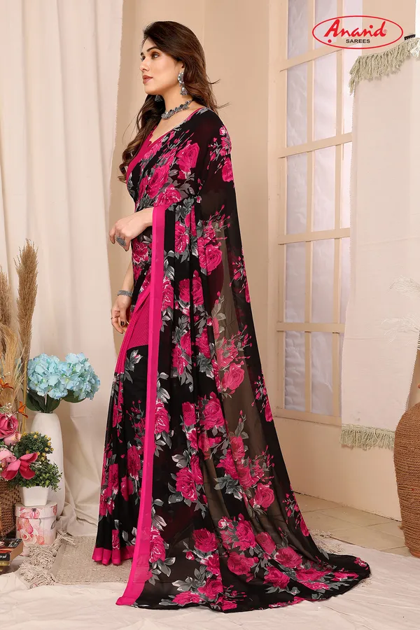 Floral_Print_Bollywood_Georgette_Saree_(Black)