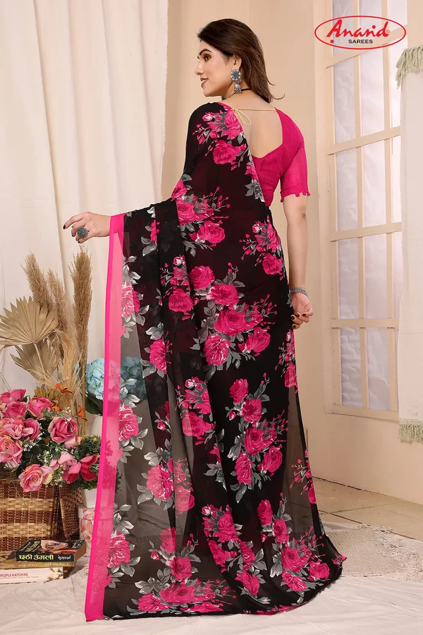 Floral_Print_Bollywood_Georgette_Saree_(Black)