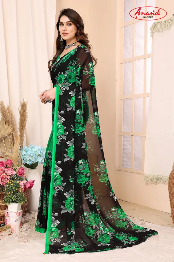 Floral_Print_Bollywood_Georgette_Saree_(Green)