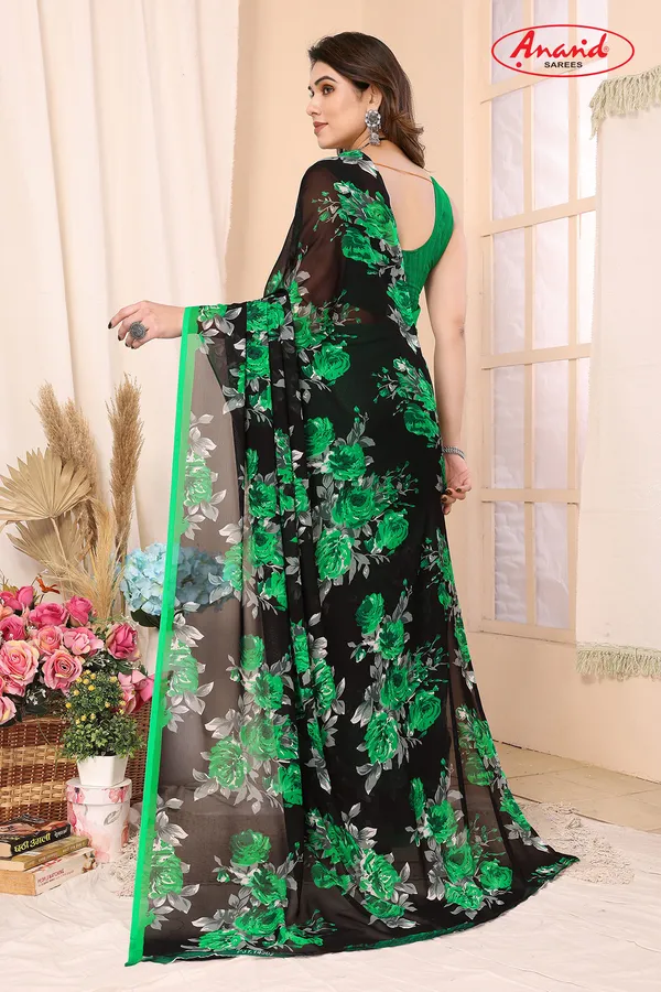 Floral_Print_Bollywood_Georgette_Saree_(Green)