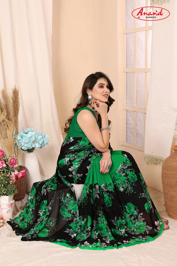 Floral_Print_Bollywood_Georgette_Saree_(Green)