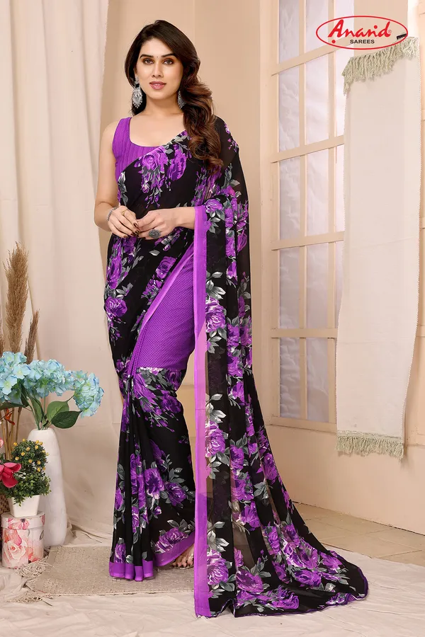 Floral_Print_Bollywood_Georgette_Saree_(Purple)