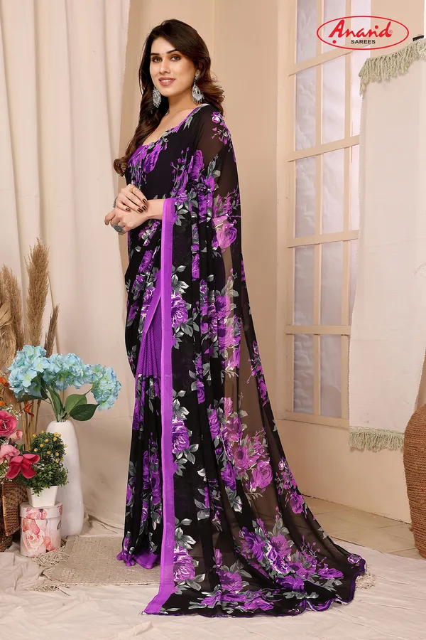 Floral_Print_Bollywood_Georgette_Saree_(Purple)